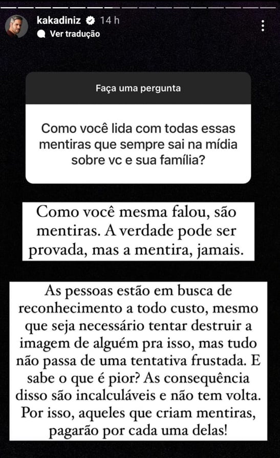 O marido da cantora Simone Mendes, o empresário Kaká Diniz, esclarece sobre boatos de desentendimento com Simaria