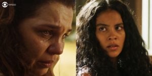 Muda vai brincar com a vida de Maria Bruaca em Pantanal (Foto: Reprodução/Globo/Thais Teles/Colagem)