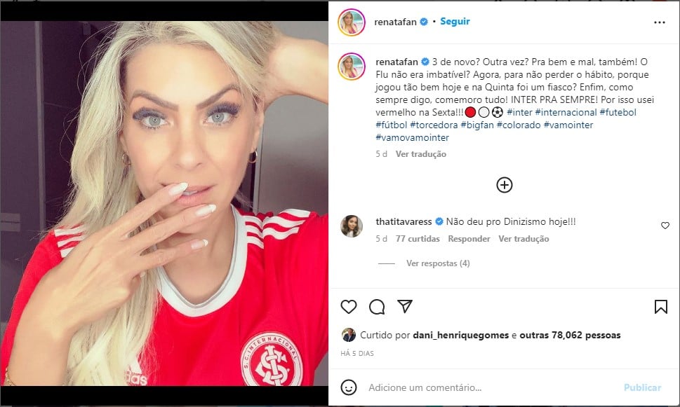 Renata Fan faz desabafo nas redes sociais - Foto: Reprodução