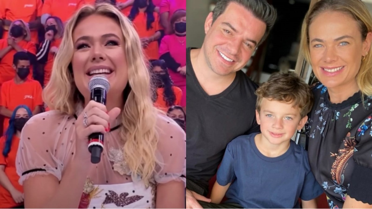 Thaís Pacholek em sua recente participação no "Faustão na Band" e com sua belíssima família