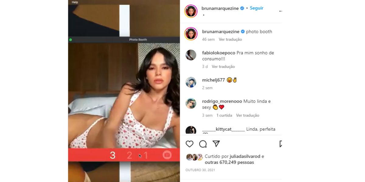 Bruna Marquezine surge em clique ousado nas redes sociais