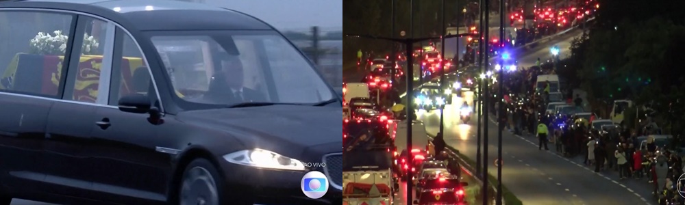 Globo exibiu imagens do cortejo ao corpo da rainha
