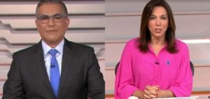 Hélter Duarte substituiu Ana Paula Araújo no Bom Dia Brasil e assumiu a cobertura do funeral da Rainha Elizabeth na Globo- Foto: Montagem/TV Foco