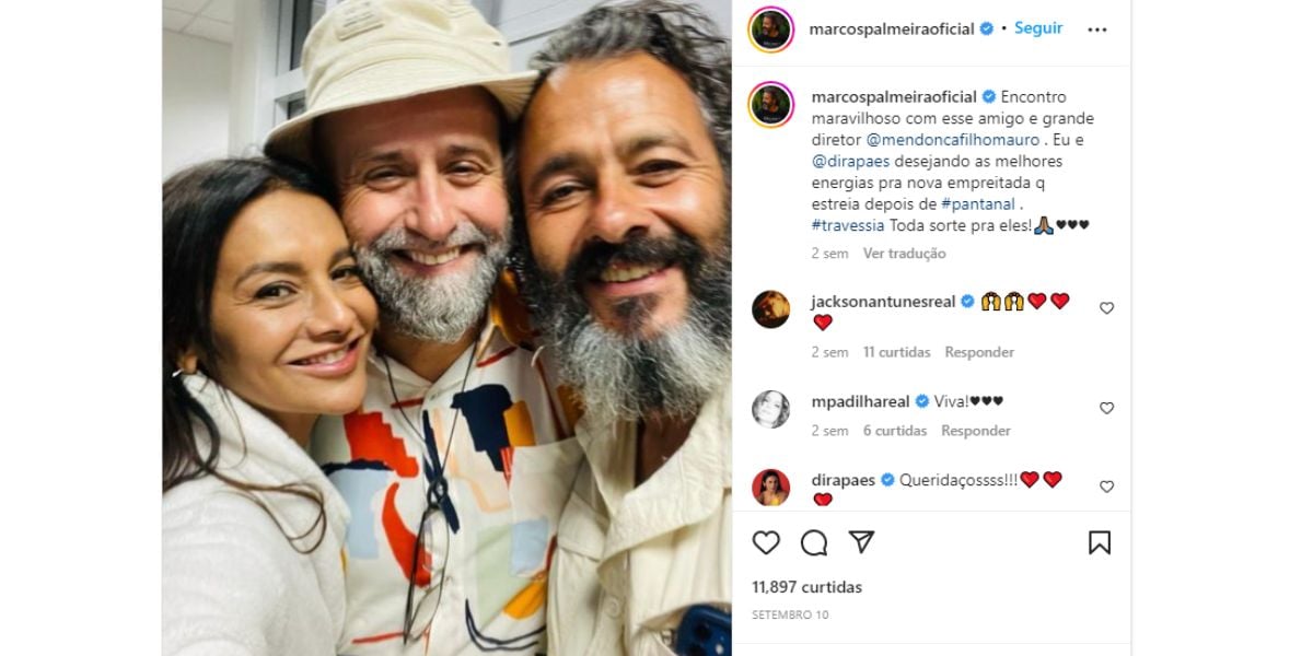 Marcos Pelmeira publica foto com diretor e Dira Paes Marcos Pelmeira publica foto com diretor e Dira Paes