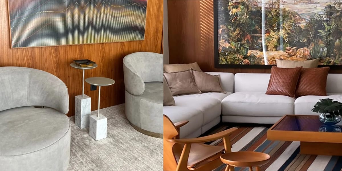 Área interna da mansão, com sofás aconchegantes (Reprodução: Instagram)