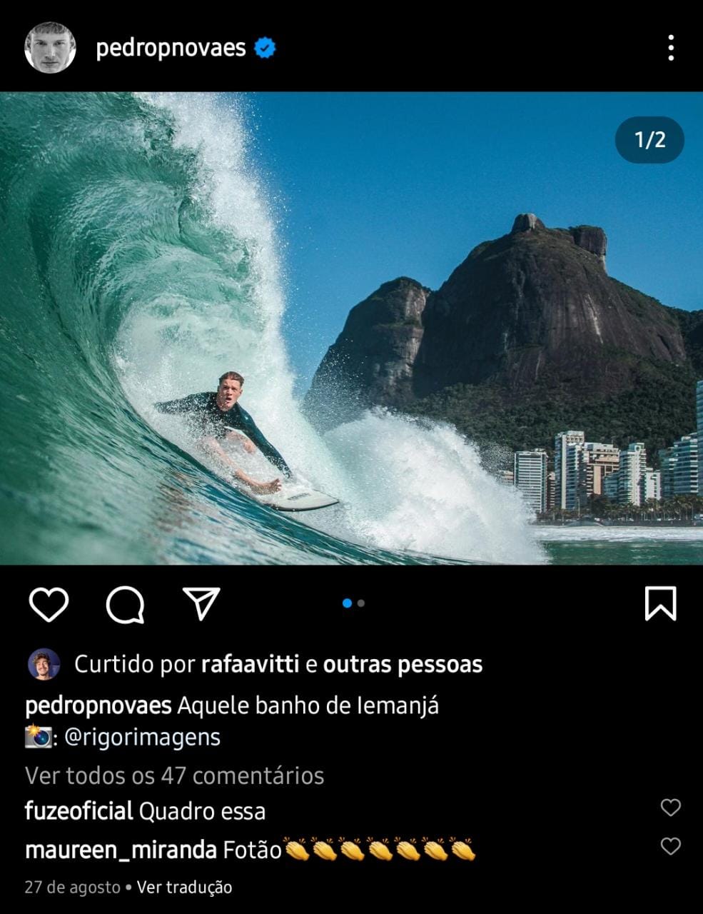 Publicação de Pedro Novaes (Foto: Divulgção)