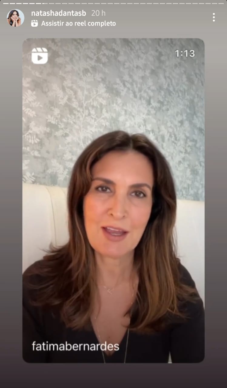 Natasha compartilha vídeo de Fátima Bernardes (Foto: Reprodução/ Instagram)