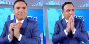 Reinaldo Gottino choca ao noticiar morte na Record (Reprodução: Record)