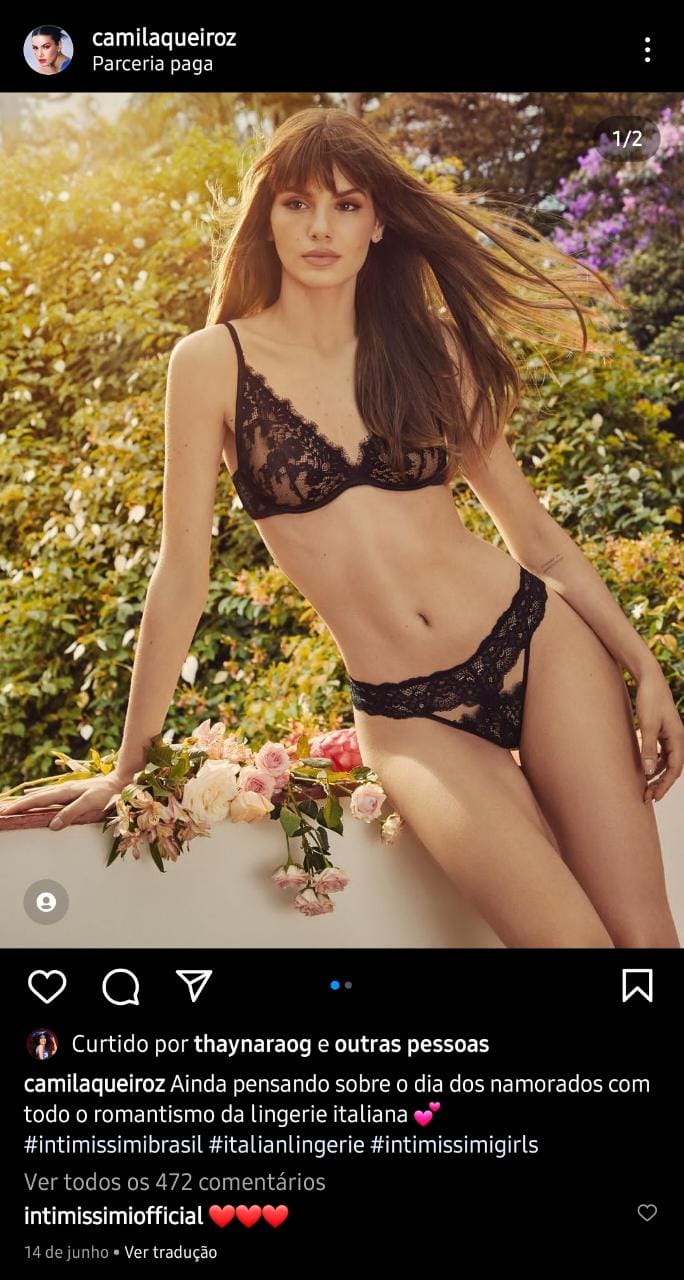 Publicação de Camila Queiroz (Foto: Divulgação)