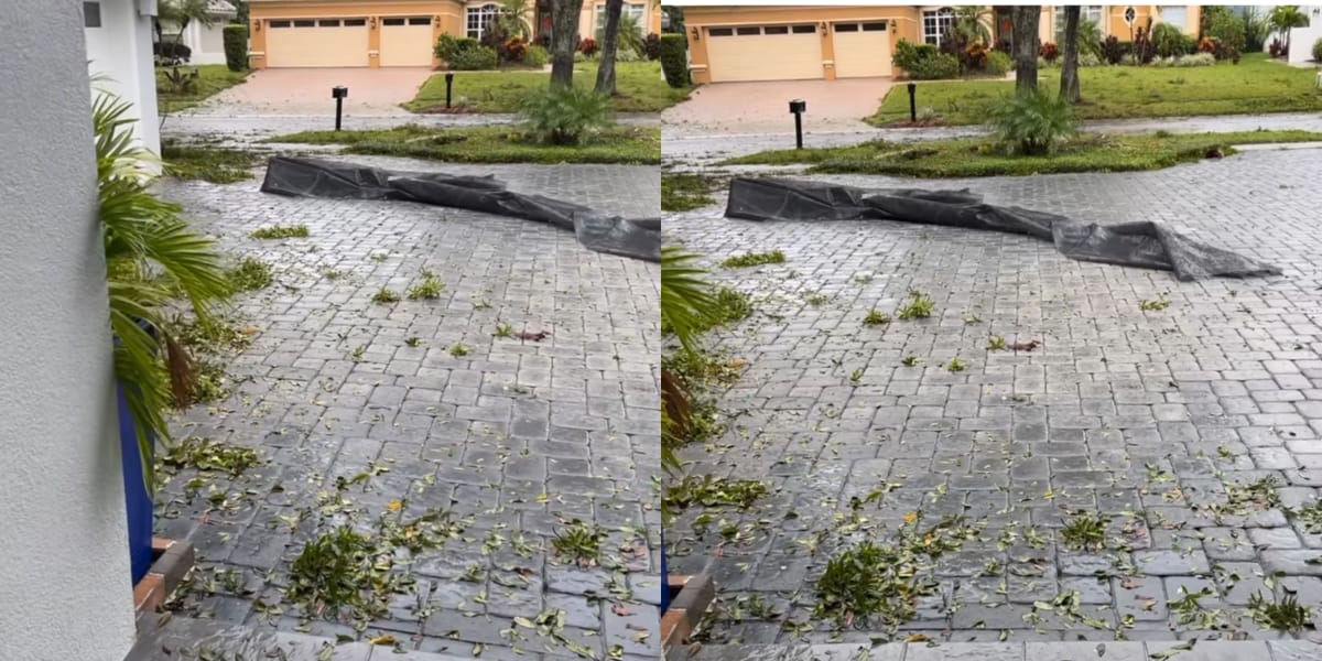 Sujeira toda ocasionada pela tempestade em Orlando, na mansão de Zilu (Reprodução: Instagram)