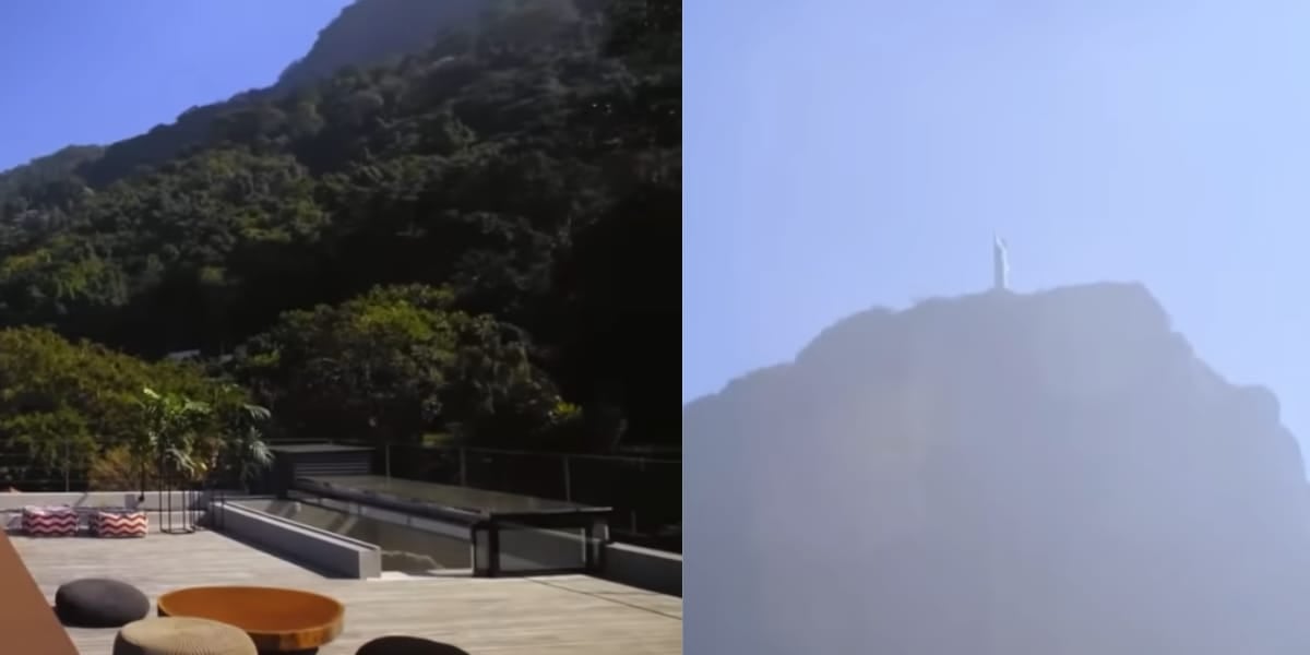 Vista para o Cristo Redentor e casa rodeada pela floresta (Reprodução: Youtube)
