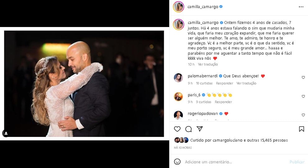 Camilla Camargo se derreteu pelo marido, Leonardo Lessa (Foto: Reprodução/ Instagram)