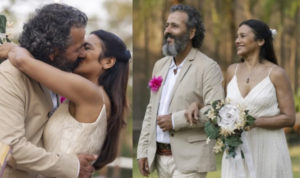 Filó (Dira Paes) e José Leôncio (Marcos Palmeira) em Pantanal; casal dividirá o altar na novela (Foto: Reprodução / Globo / Montagem TV Foco)