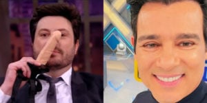 Danilo Gentili escandaliza, cheira pênis de borracha no SBT - Foto: Reprodução