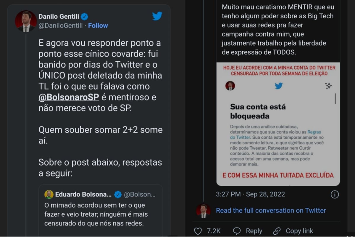 Danilo Gentili é reativado no Twitter e esculacha filho de Bolsonaro