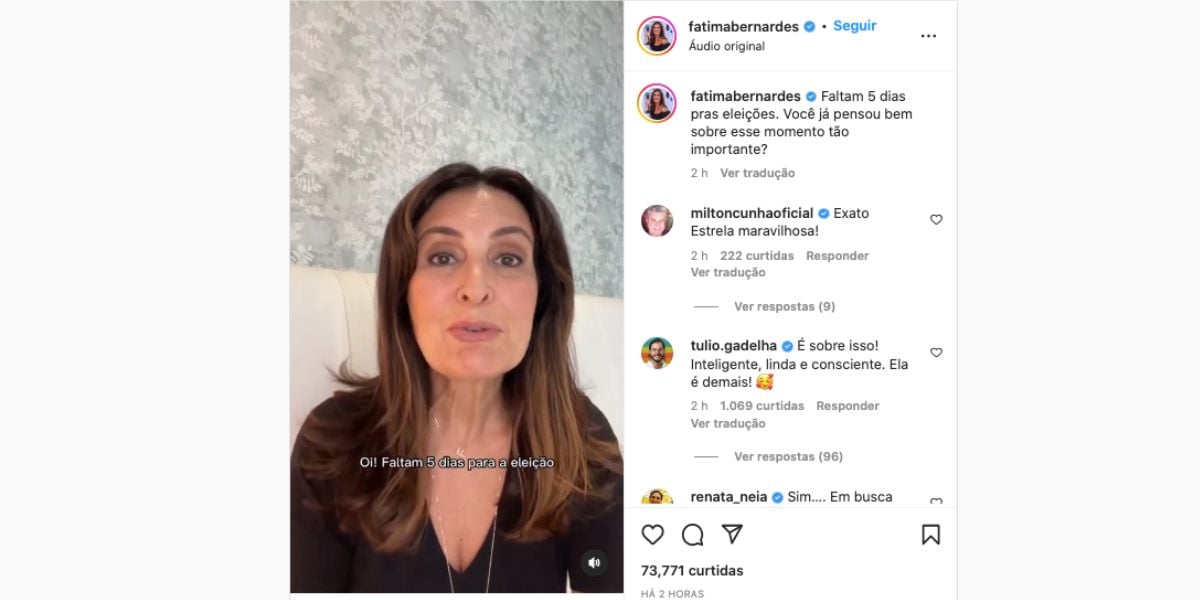 De acordo com Fátima Bernardes, é importante pesquisar antes de votar (Reprodução)