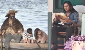 Pantanal - Após pânico ao pegar marido gelado e sem vida, Filó vê crianças interagindo com 'novo' Velho do Rio (Foto: Reprodução / Globo)