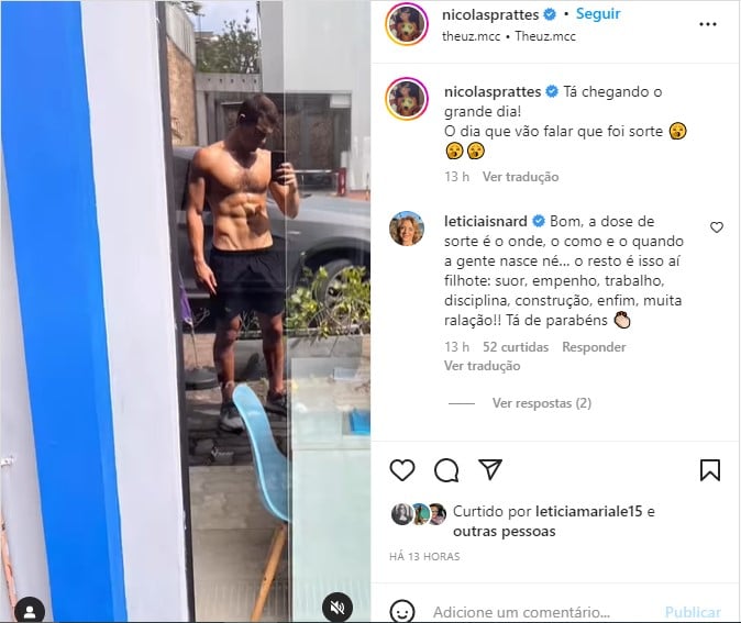 Nicolas Prattes treina sem cueca e deixa volume aparecer - Foto: Reprodução