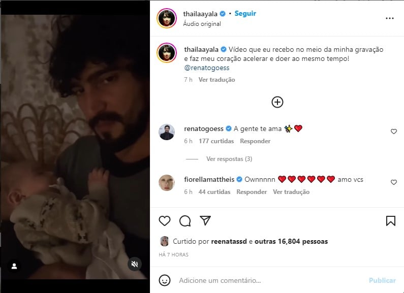 Thaila Ayala se derrete com vídeo de Renato Góes e o filho - Foto: Reprodução