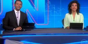 O Jornal Nacional foi comandado por Márcio Bonfim e Aline Midlej  (Foto: Reprodução)