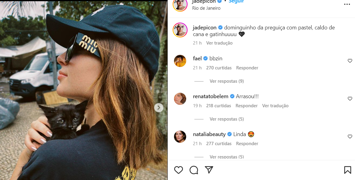 Jade postou em seu Instagram o que fez no dia da sua folga (Foto Reprodução/Instagram)