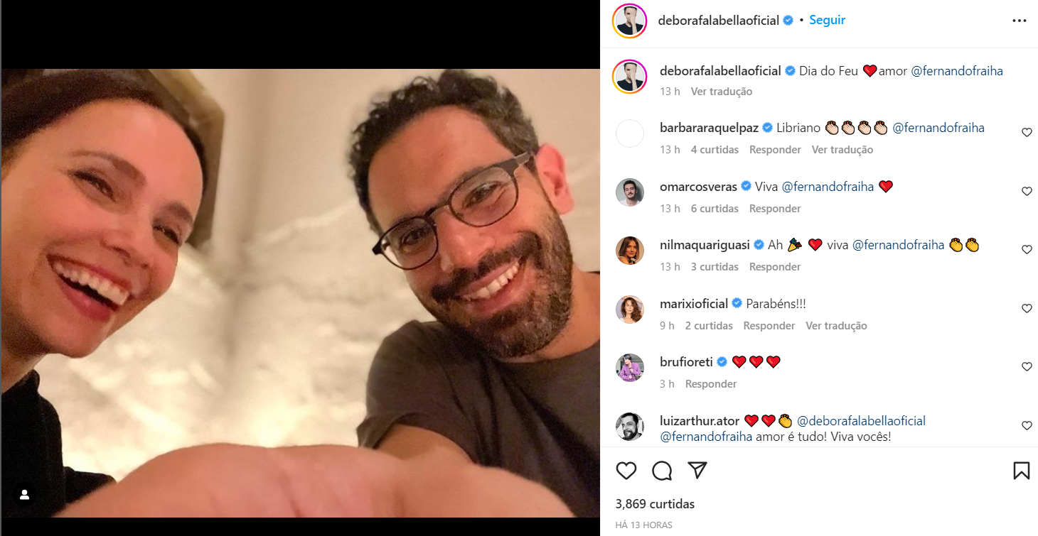 Postagem de Debora Falabella nas suas redes sociais (Foto Reprodução/Instagram)