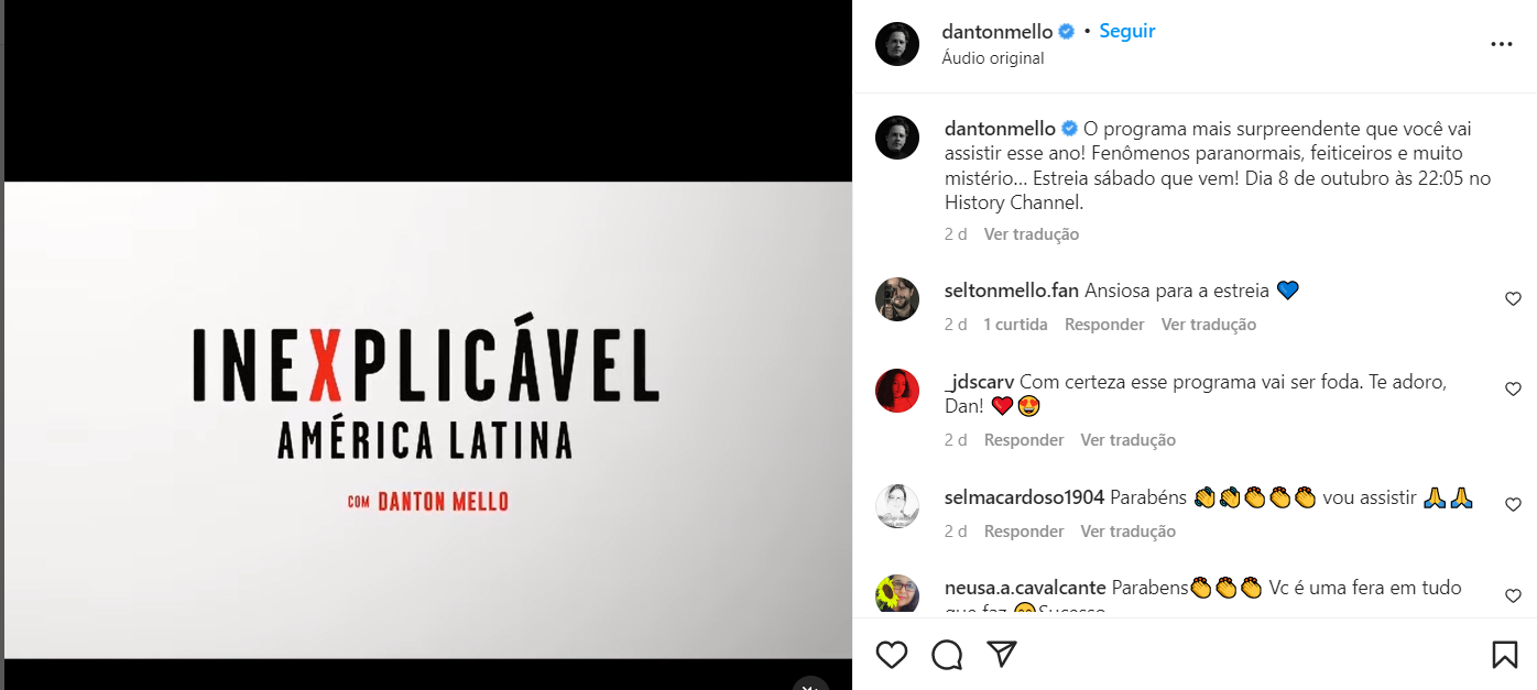 Danton Mello divulga " Inexplicável" (Foto Reprodução)