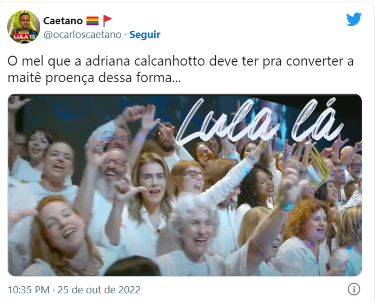 Internautas comentam a presença de Maitê Proença no vídeo de campanha pró-Lula (Foto Reprodução/Twitter)