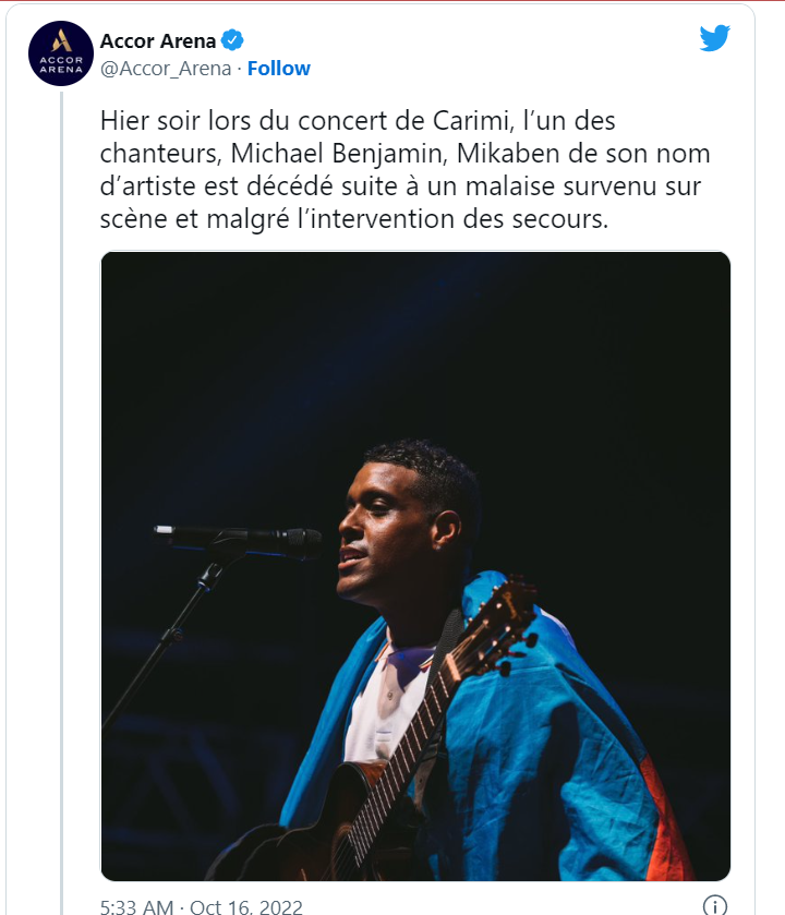 Pronunciamento oficial da Accor Arena (Foto Reprodução/Twitter)