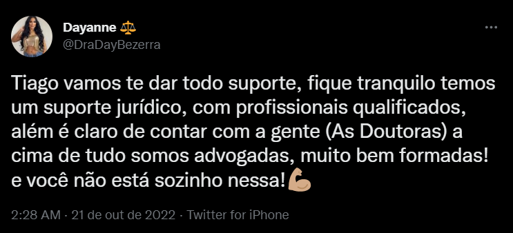 Irmã de Deolane se manifestou pelo Twitter após expulsão de Thiago do reality da Record (Foto Reprodução/Twitter)