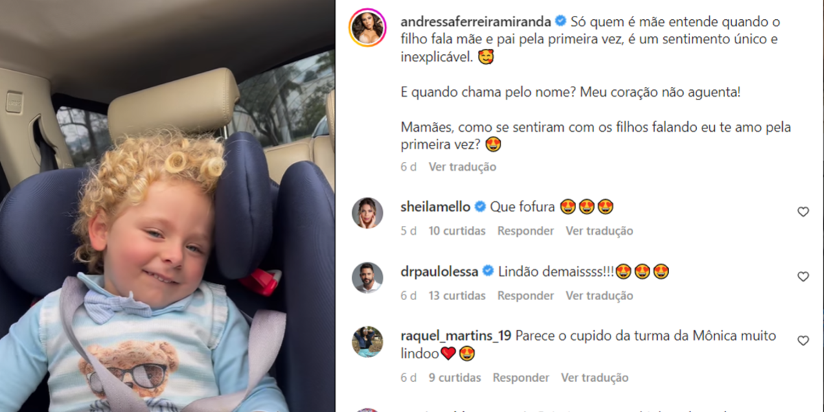 O vídeo compartilhado do pequeno Bento também rendeu momentos de "fofura" nos comentários (Foto Reprodução/Instagram)