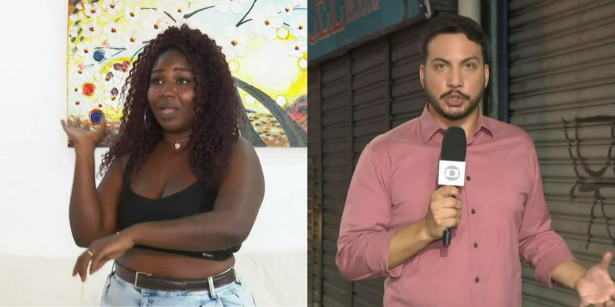 Beatriz revelou crime de racismo em reportagem de Diego Haidar, no "JN" (Foto: Reprodução/TV Globo) Beatriz revelou crime de racismo em reportagem de Diego Haidar, no "JN" (Foto: Reprodução/TV Globo)