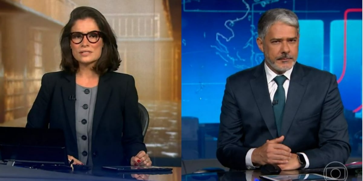 Renata Vasconcellos e William Bonner no "JN" (Foto: Reprodução/TV Globo)