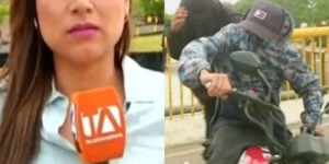 Repórter foi surpreendida com tentativa de assalto ao vivo na TV (Imagem: Montagem)