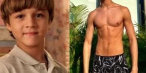 Filho de Grazi na novela 'Flor do Caribe' cresceu, se tornou um lindo rapaz e está com um corpão malhado - Foto: Reprodução