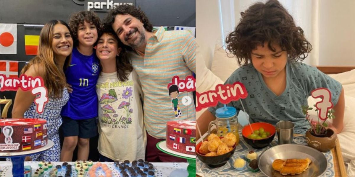 Atriz Dira Paes e sua família em comemoração ao aniversário de 7 anos do seu filho Martin - Reprodução