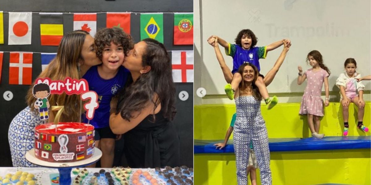 Atriz Dira Paes e sua família em comemoração ao aniversário de 7 anos do seu filho Martin - Reprodução