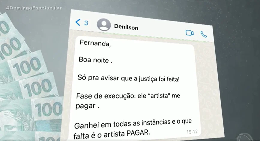 Domingo Espetacular exibiu o que Denilson tem a dizer sobre dívida de Belo- Foto: Reprodução/Record