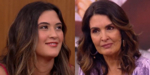 Apresentadora Fátima Bernardes e sua filha Beatriz Bonemer no programa Encontro. (Foto: Reprodução)