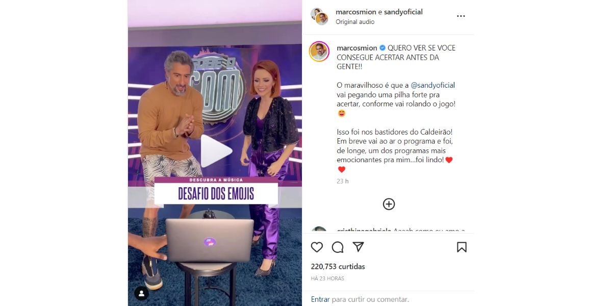 Marcos Mion divulga vídeo com Sandy Marcos Mion divulga vídeo com Sandy