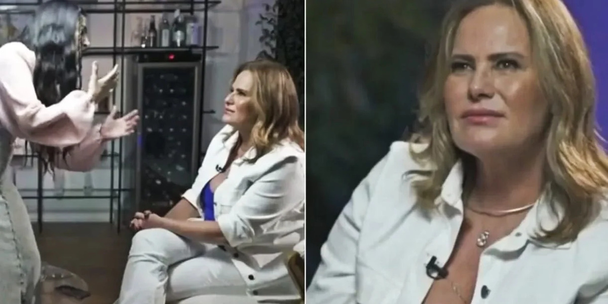 Renata Ceribelli não consegue disfarçar constrangimento com atitude de Simaria durante entrevista para o "Fantástico" (Foto Reprodução/Internet)