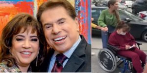 Íris Abravanel, esposa de Silvio Santos, surge de cadeira de rodas (Reprodução: Montagem TV Foco)