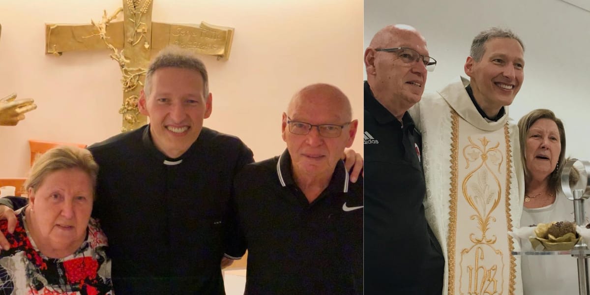Padre Marcelo Rossi ao lado de seus pais (Reprodução: Instagram)