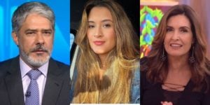 William Bonner e Fátima Bernardes e a filha Bia (Montagem: Reprodução)