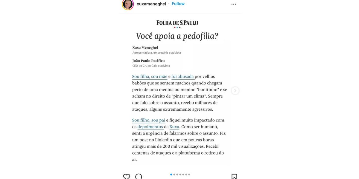 Xuxa Meneghel faz relato de partir o coração e denuncia Xuxa Meneghel faz relato de partir o coração e denuncia