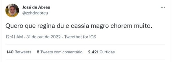 Publicação de Zé de Abreu (Imagem: Reprodução)