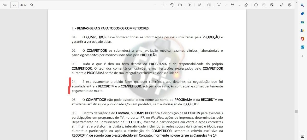 Contrato da Fazenda é exposto por Erlan Bastos (Reprodução)