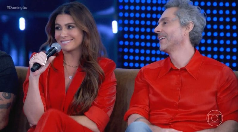 Giovanna Antonelli e Alexandre Nero estavam no Domingão (Foto: Reprodução)