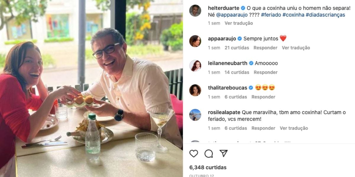 Hélter Duarte e Ana Paula Araújo aproveitam lanche fora da Globo (Reprodução)