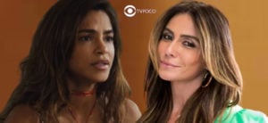 Travessia - Em apuros e no fundo do poço, Brisa (Lucy Alves) ganha ajuda de Helô (Giovanna Antonelli) para provar sua inocência (Foto: Reprodução / Globo / Montagem TV Foco)